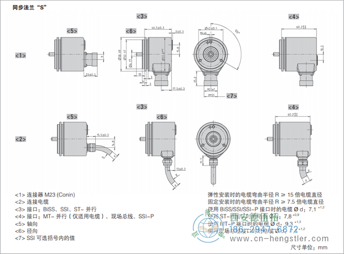 AC58-Profibus標準光電絕對值型編碼器外形及安裝尺寸(同步法蘭S) 德國hengstler(亨士樂)編碼器