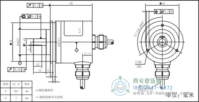 RI50輕載光電增量編碼器外形及安裝尺寸8-4 德國hengstler(亨士樂)編碼器