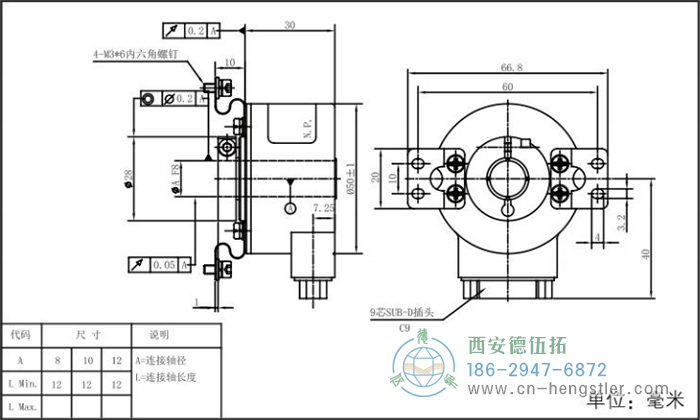 RI50輕載光電增量編碼器外形及安裝尺寸8-7 德國hengstler(亨士樂)編碼器